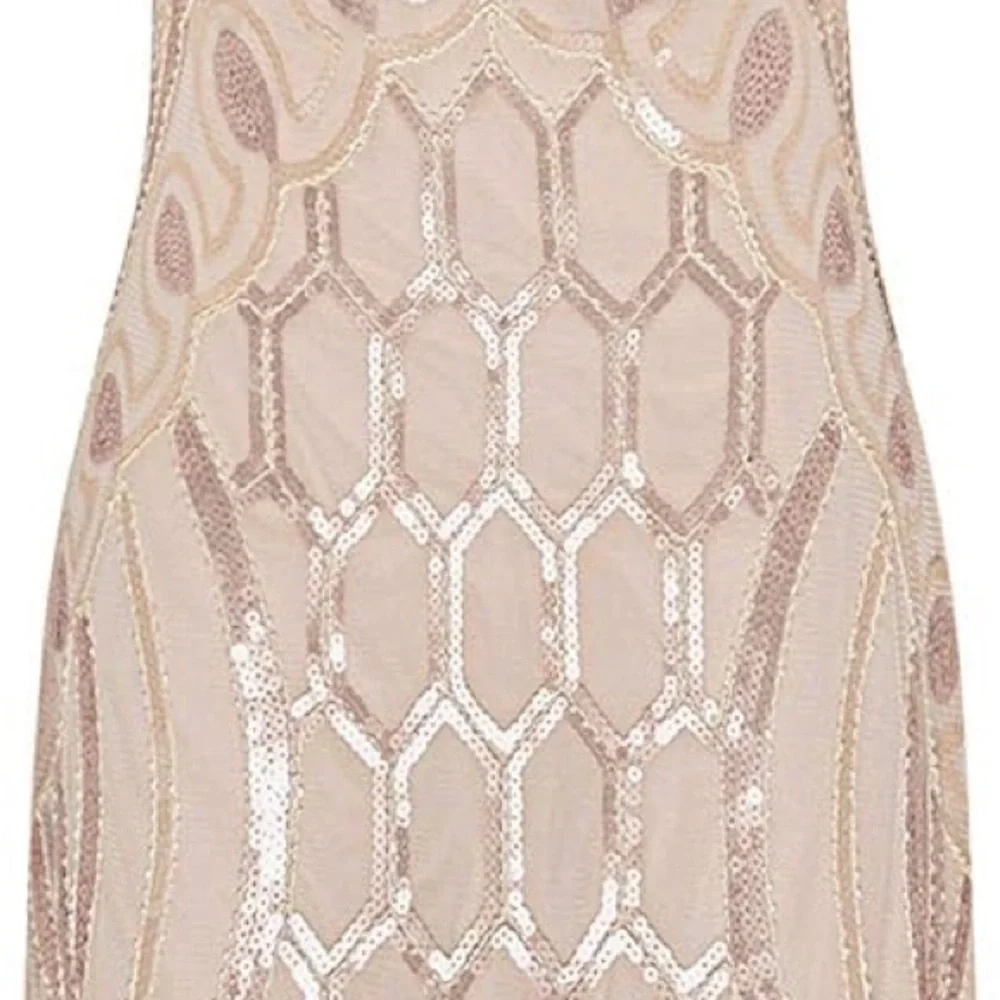 Metme Women's 1920s V Neck Sexy Straps Gatsby Party Dress Vintage Sequin Party - Picture 4 of 10